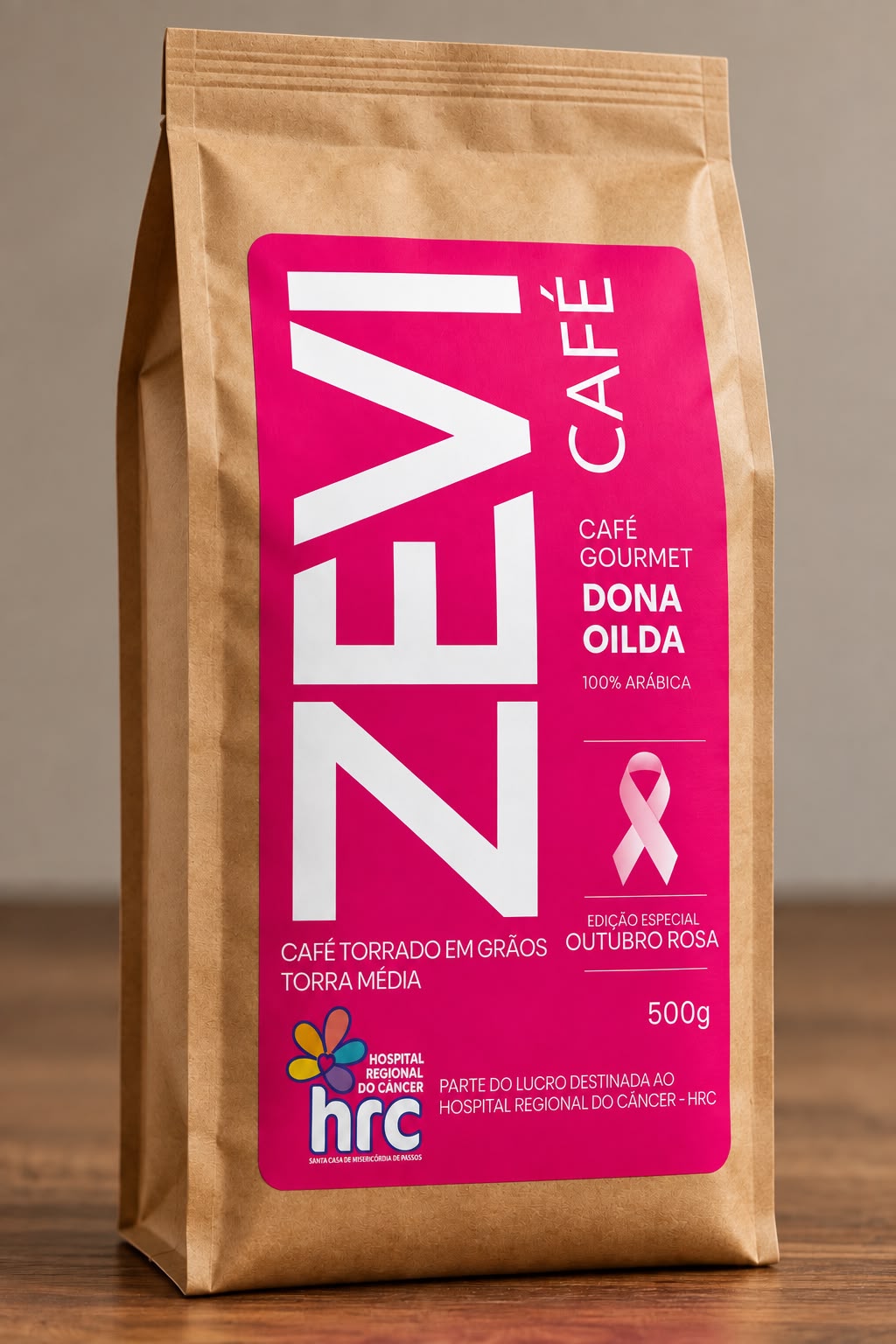 Edição Especial Outubro Rosa - Café ZEVI Gourmet Em Grãos - Pacote 500g